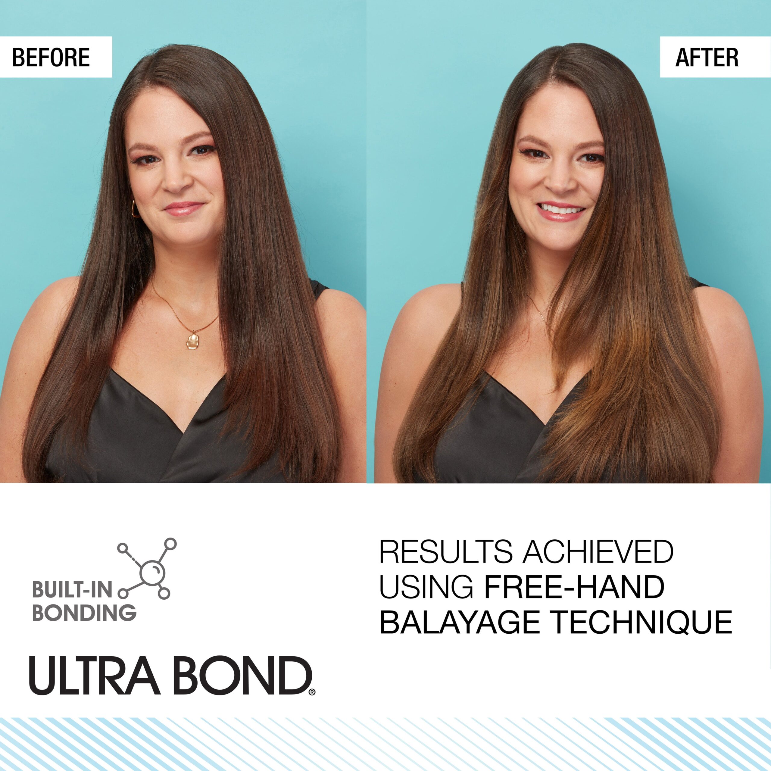 Before and after results of darker to lighter hair.