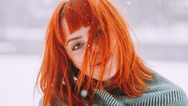 Woman with bright red hair