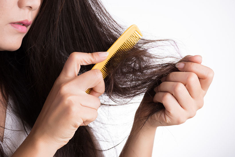 hair tangled in brush
