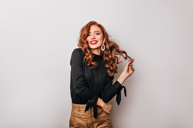 portrait long red hair